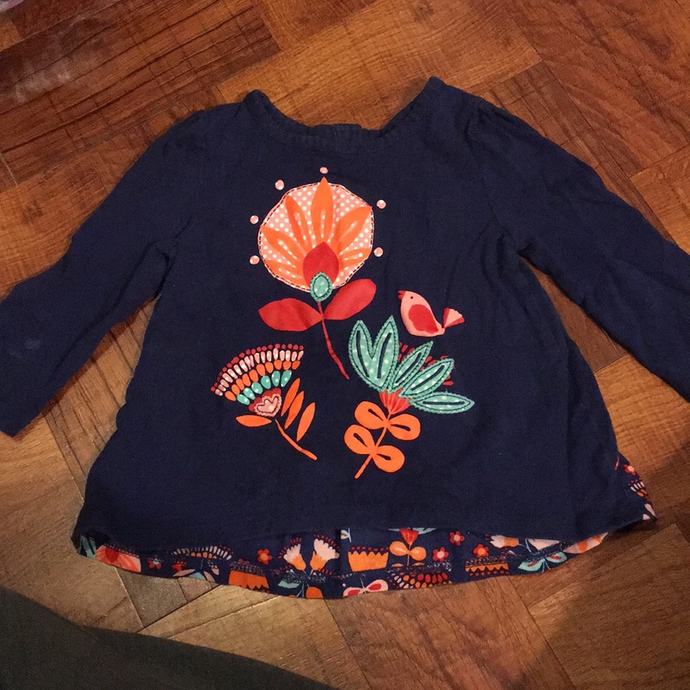 Floral & Bird Long Sleeve Top